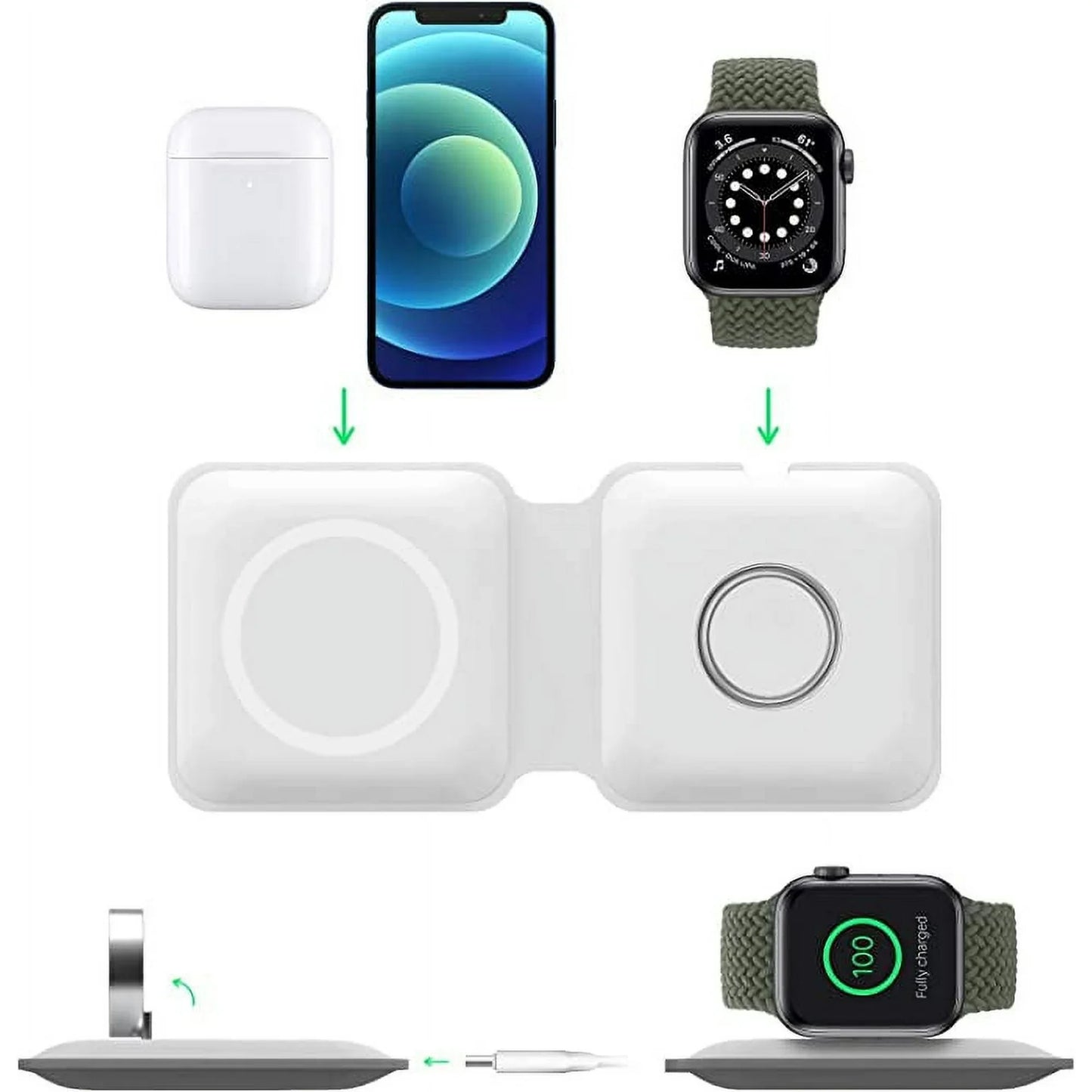 2 in 1 Foldable Fast Wireless Charger MagSafe Wireless Apple 25W Charging Station | USA Lot Imported