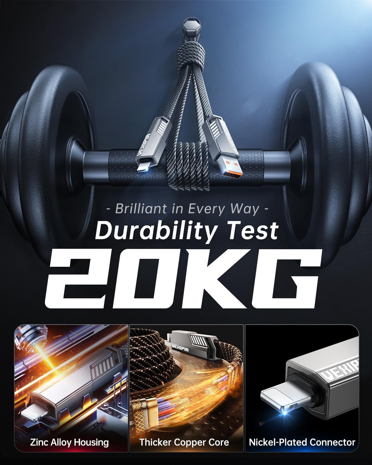 Amazon Lot Imported 4-in-1 65W 3FT USB-C Fast Charging Cable, Nylon Braided, Lightning/Type-C/USB-A Ports, 480Mbps Data Sync