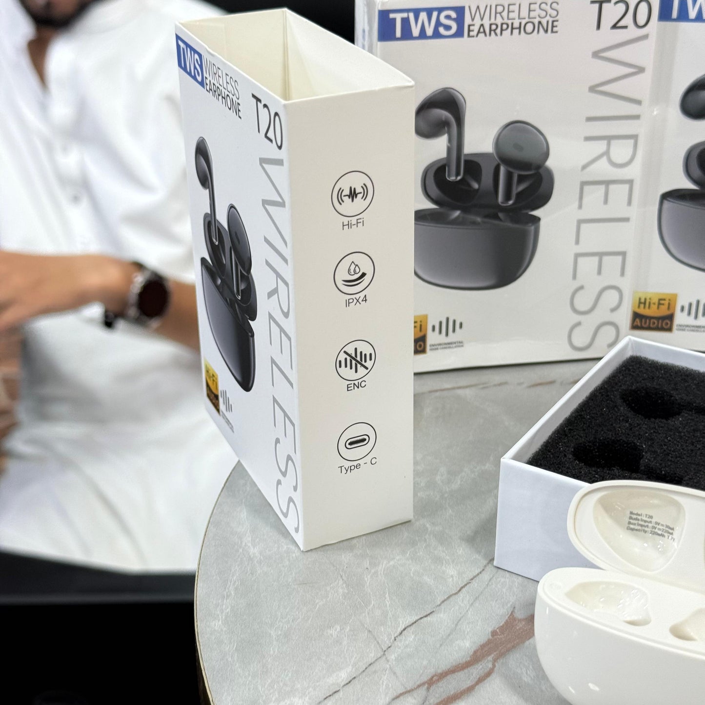 T20 True Wireless Earbuds – Hi-Fi Sound, Deep Bass, Smart Touch, Noise Cancellation, All-Day Battery – Compatible with Android & iPhone