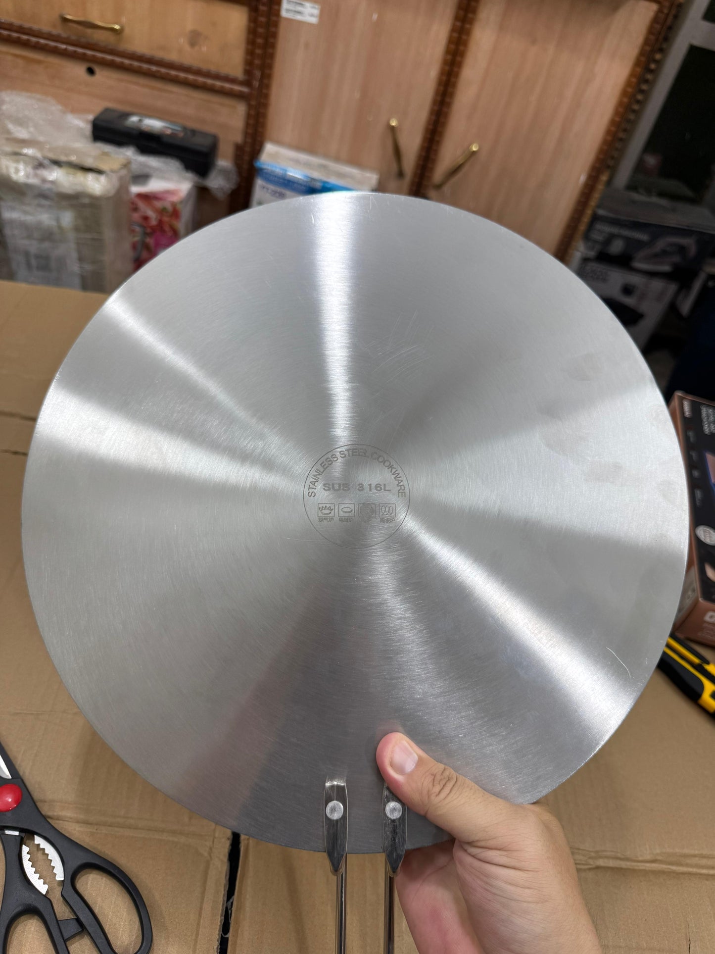 Lot imported 34 cm honeycomb lesser coating steel single handle tawa