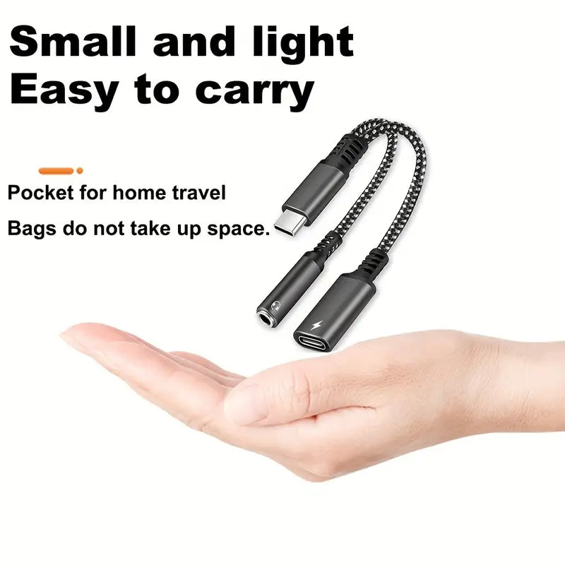 2-in-1 USB-C to 3.5mm AUX Audio & 30W PD Fast Charging Adapter | Type-C Headphone & Charger Dongle