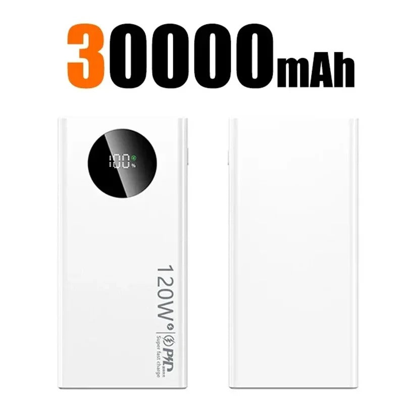120W 30000mAh High Capacity Power Bank Super Fast Charging Powerbank Portable