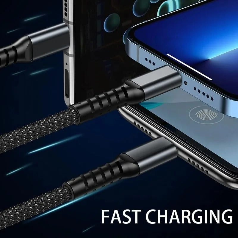 100W 3-in-1 10A Fast Charging USB To Type-C Micro & Lightening Cable Amazon Lot imported