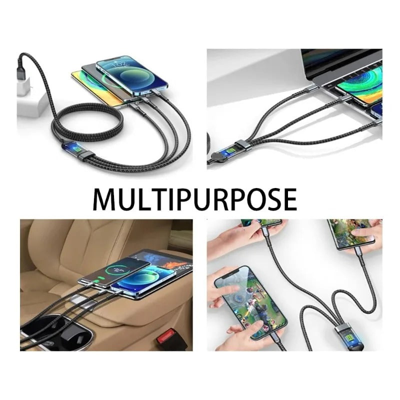 100W 3-in-1 10A Fast Charging USB To Type-C Micro & Lightening Cable Amazon Lot imported