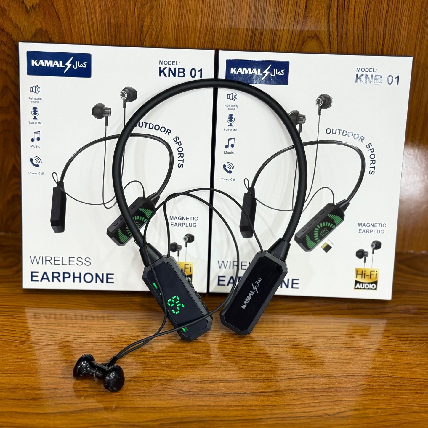 KNB 01 Dubai Imported Hi-Fi Wireless Sports Neckband – 30H Battery, Voice Changer, HD Sound – Compatible with Android/iOS (Black)