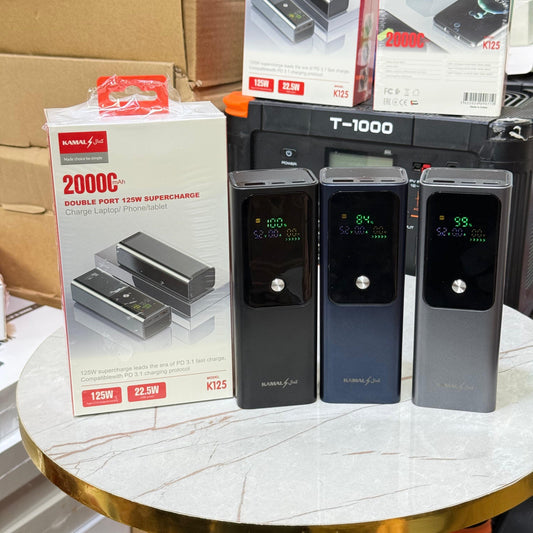 Dubai‑Imported 125W Power Bank — 20,000 mAh “Laptop‑Saver” with Smart Power Display