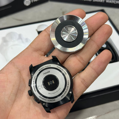 NoiseFIT Fusion Hybrid Smartwatch – Smart & Analog Dual Mode | Premium Leather Strap | Waterproof , Magnetic Charger – Black