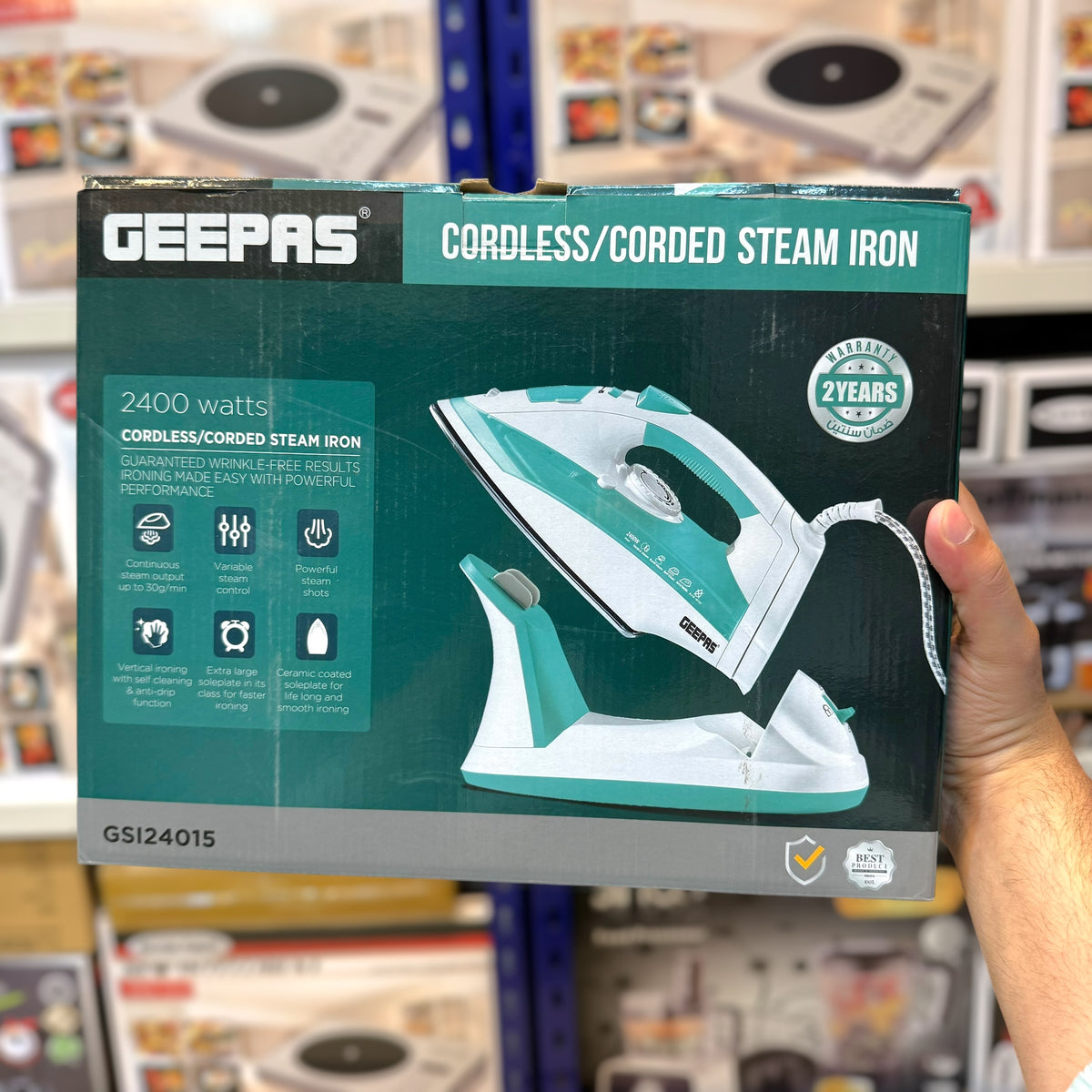 Geepas Cord & Cordless Steam Iron GSI 24015
