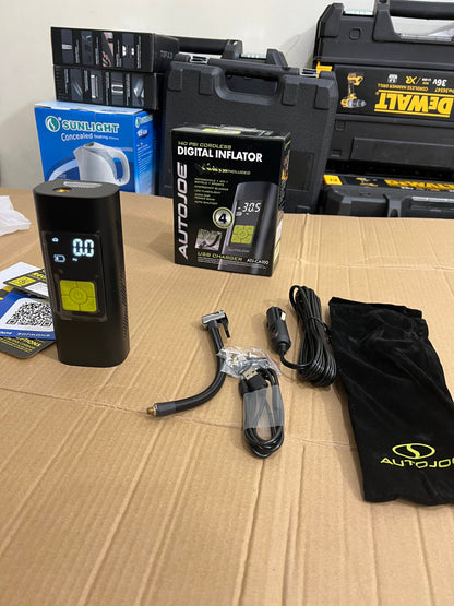 Author multi functional air pump tire inflator with touch and power bank