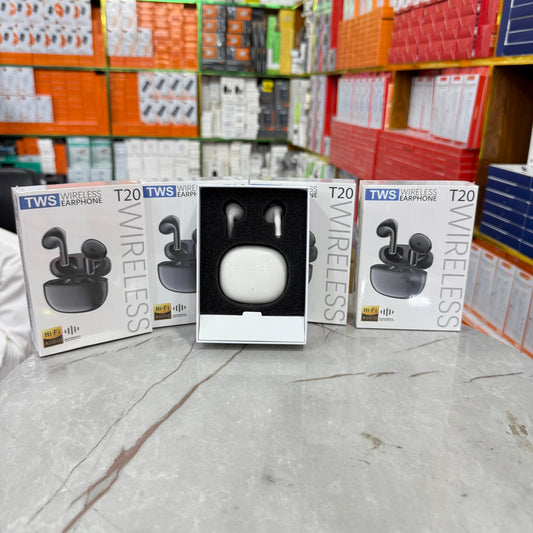 T20 True Wireless Earbuds – Hi-Fi Sound, Deep Bass, Smart Touch, Noise Cancellation, All-Day Battery – Compatible with Android & iPhone