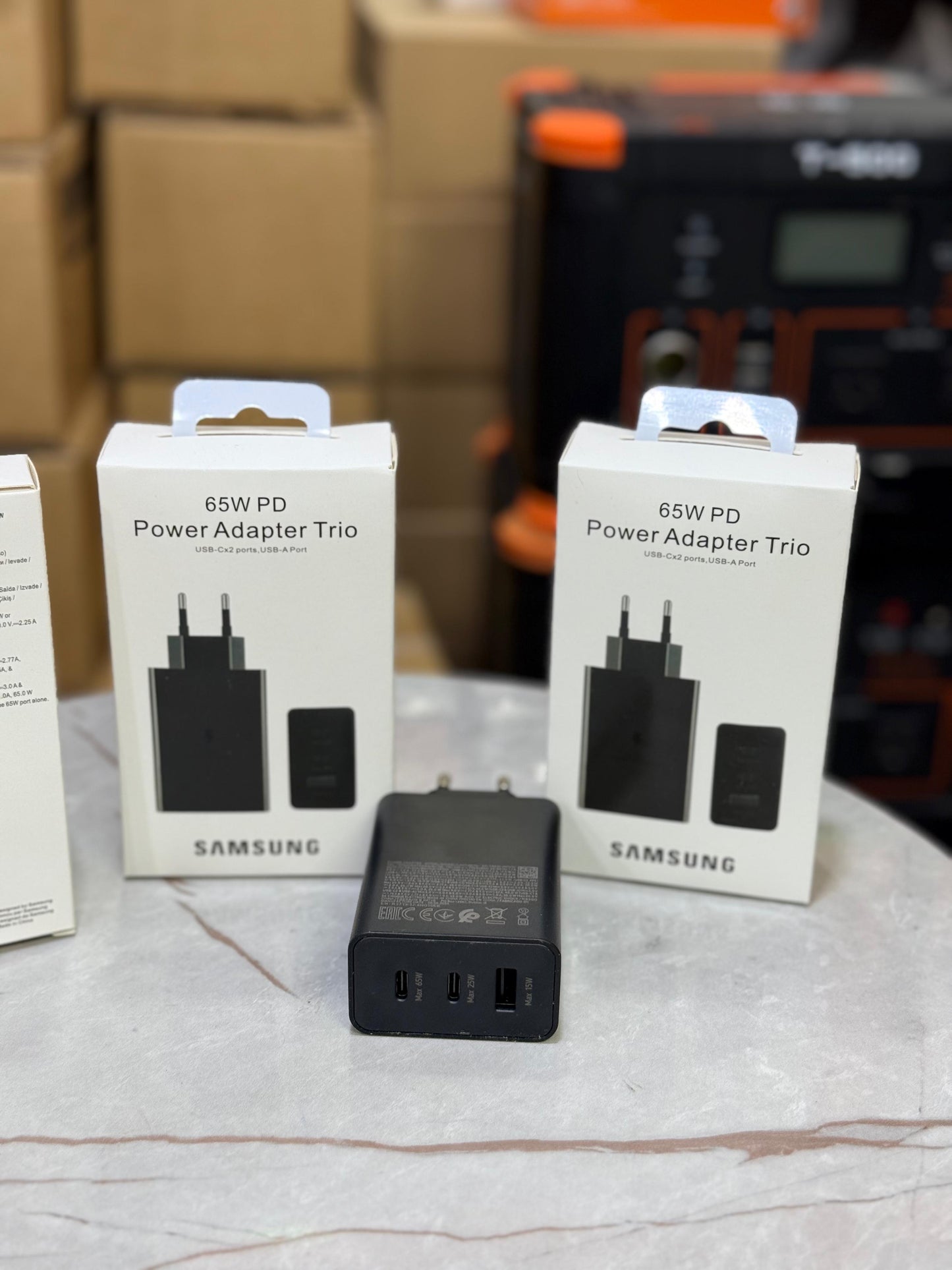 Samsung Premium 65W Power Adapter Trio | Super Fast Charging 3-Port Charger (2x USB-C + 1x USB-A) – All-in-One Charging Solution