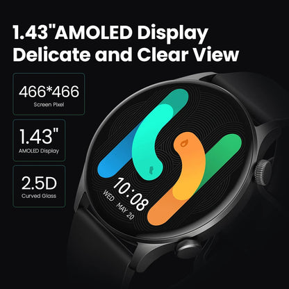 Smart Watch with Bluetooth Calling – 1.43" AMOLED Display, Health Tracker, IP68 Waterproof Fitness & Sport Smartwatch for Android & iOS