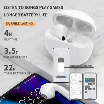 NEW Original Air Pro 6 TWS Wireless Earbuds – Bluetooth In-Ear Headphones with Mic, Sport Headset Compatible with Xiaomi & More