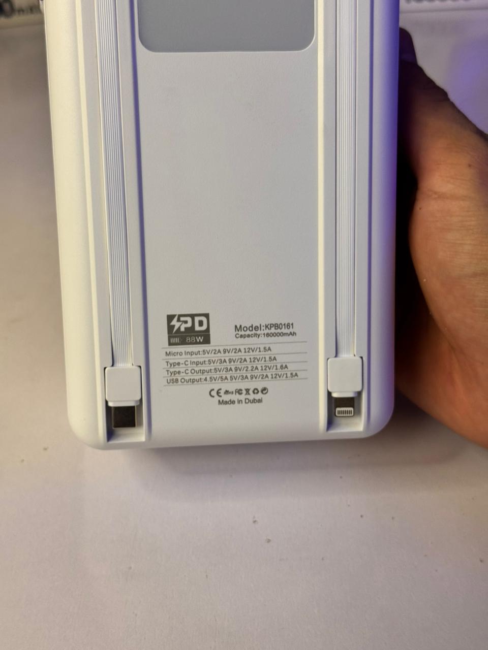 Dubai-Made | 160000mAh Power Bank –  6 Outputs | LED Lamp | Smart Display  | Overload & Temp Protected + FREE Type-C to C Anti-Cut Cable