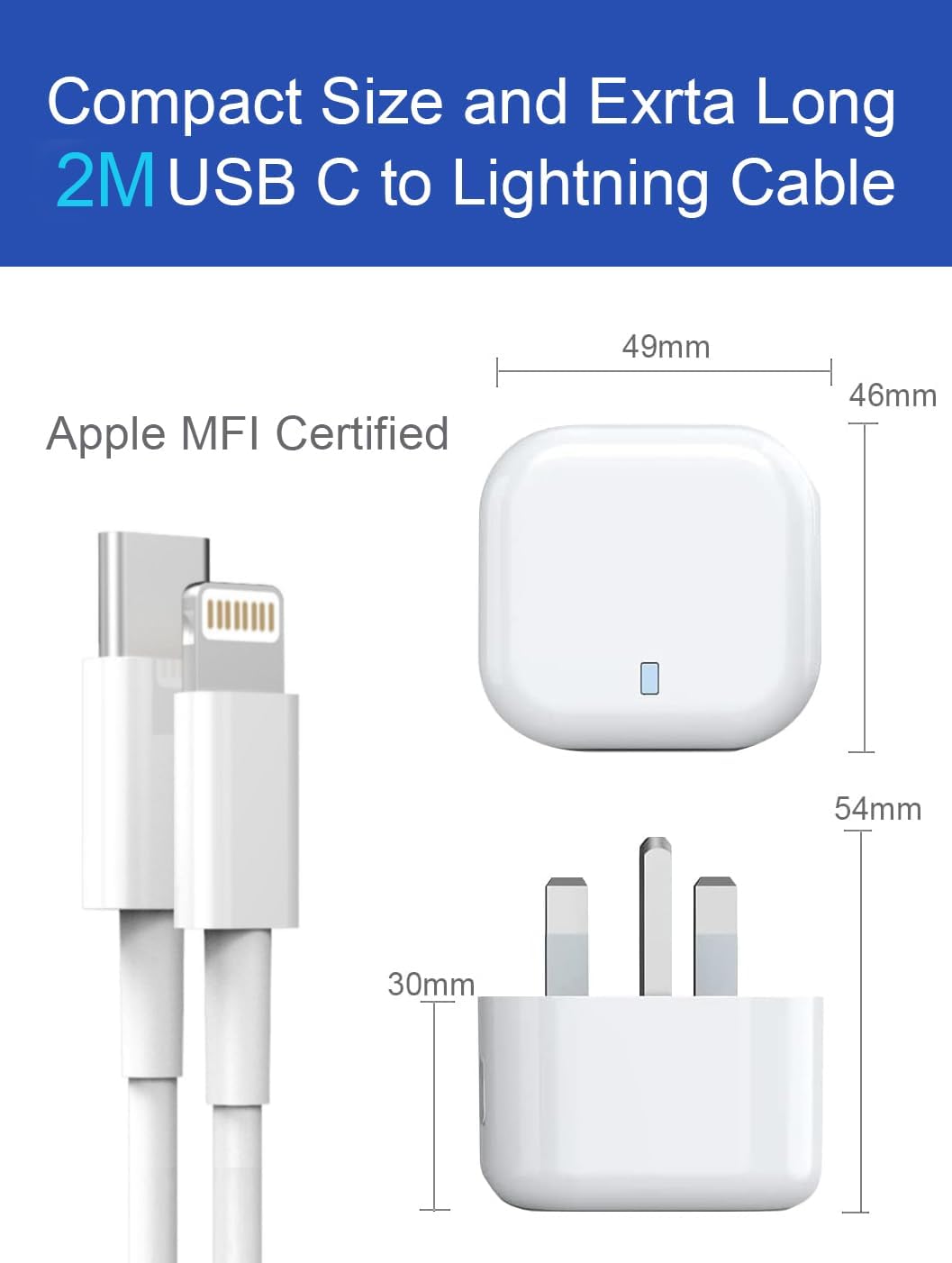 iPhone Fast Charger, 20W USB C Fast Charger Plug and 1M USB C iPhone Fast Charge Cable,PD 20W Fast Charger