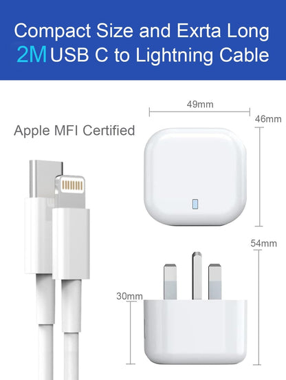 iPhone Fast Charger, 20W USB C Fast Charger Plug and 1M USB C iPhone Fast Charge Cable,PD 20W Fast Charger