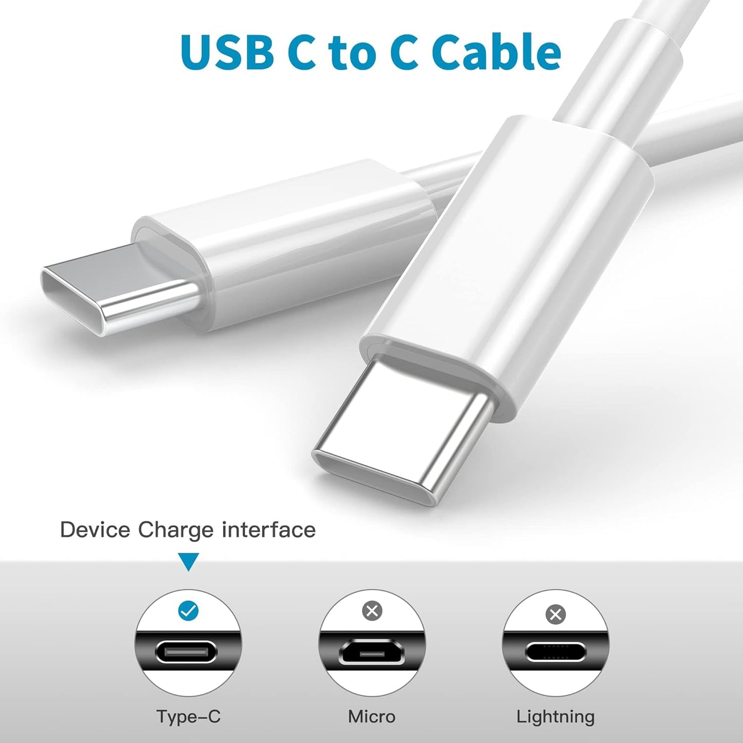 USB-C to USB-C Fast Charging Cable – Compatible with Apple Chargers | High-Speed Power Cord