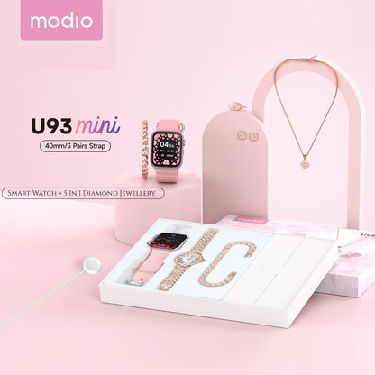 TC03 Ultra Mini Smart Watch 38mm HD with 2 Straps Analog Watch and Strap for Women, Pink