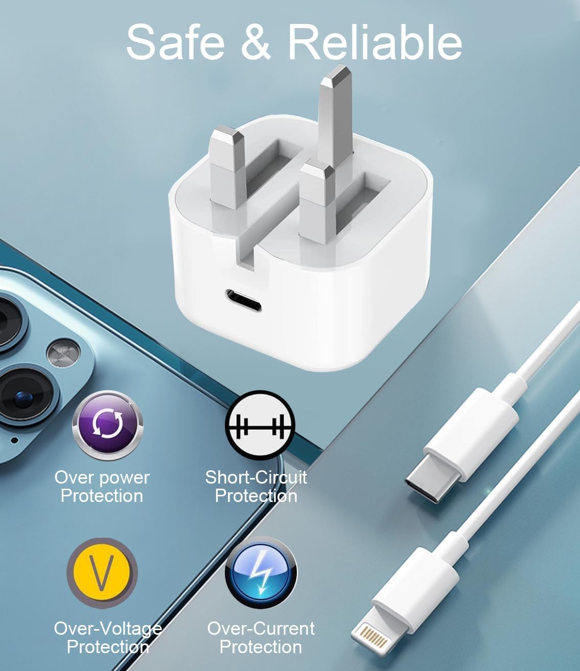 iPhone Fast Charger, 20W USB C Fast Charger Plug and 1M USB C iPhone Fast Charge Cable,PD 20W Fast Charger