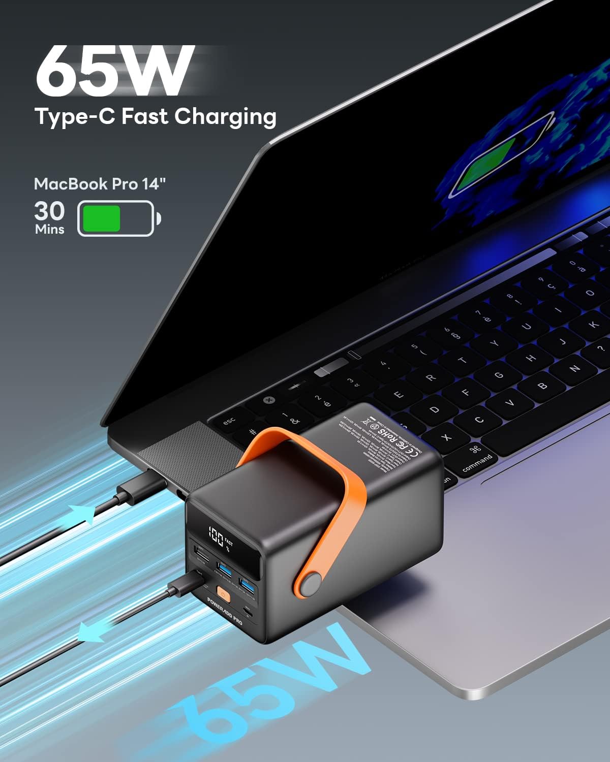 Power Bank 50000mAh PD 65W USB C Portable Charger with LED Display Fast Charging Compatible with Laptop MacBook & Smartphones