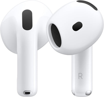 Apple AirPods 4 Wireless Bluetooth Earbuds with H2 Chip, USB-C Charging Case, Personalized Spatial Audio, Sweat & Water Resistant, 30 Hours Battery Life