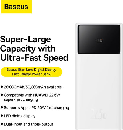Baseus Star-Lord Digital Display 20000mAh Power Bank With Free 100W 3 in 1 Cable | Lot Imported