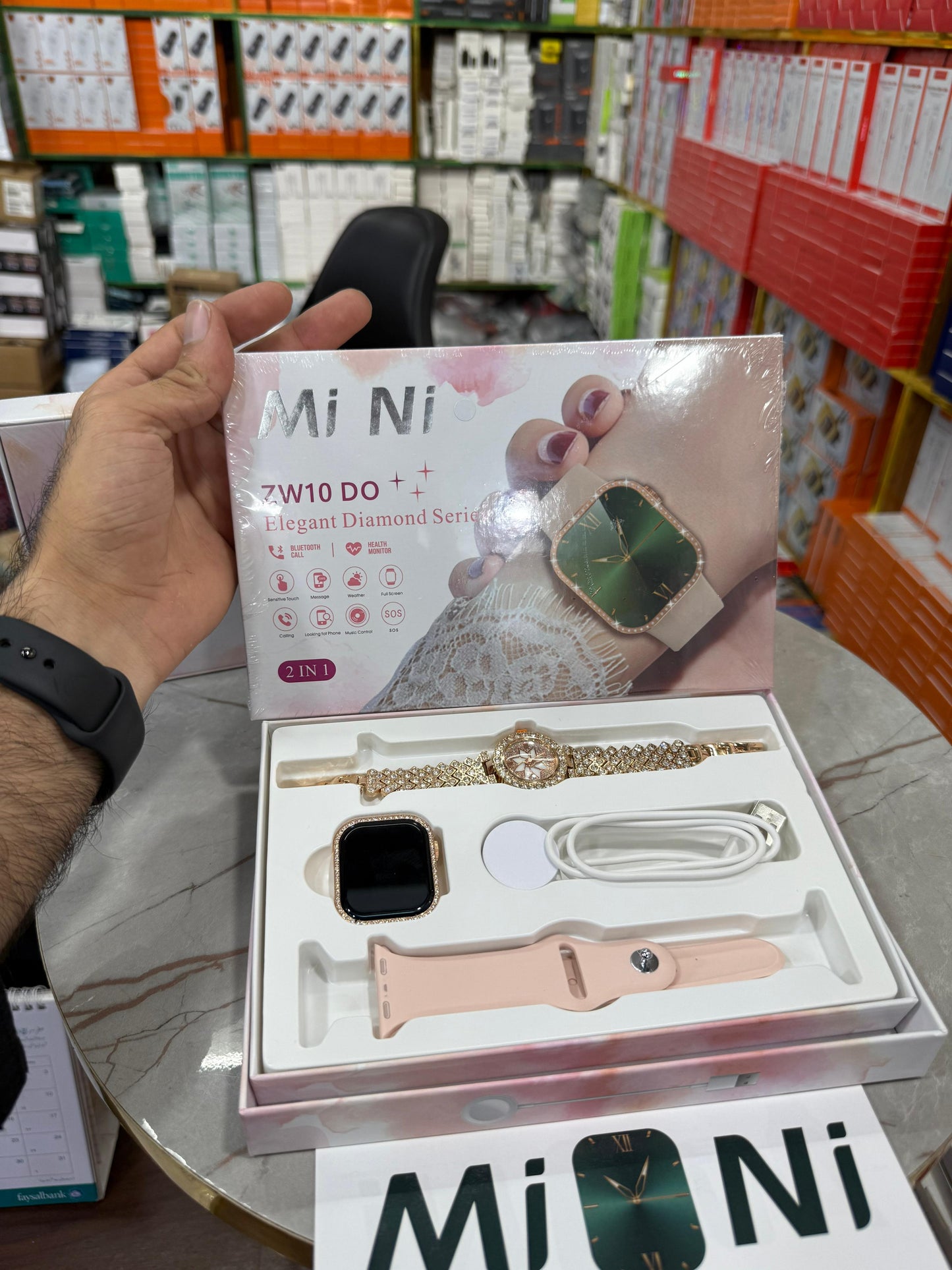 Mi Ni ZW10 Diamond Smartwatch + Luxury Analog Watch for Women – Combo Gift Set, Fitness Tracker, Stylish & Elegant Design