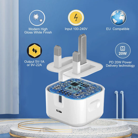 iPhone Fast Charger, 20W USB C Fast Charger Plug and 1M USB C iPhone Fast Charge Cable,PD 20W Fast Charger