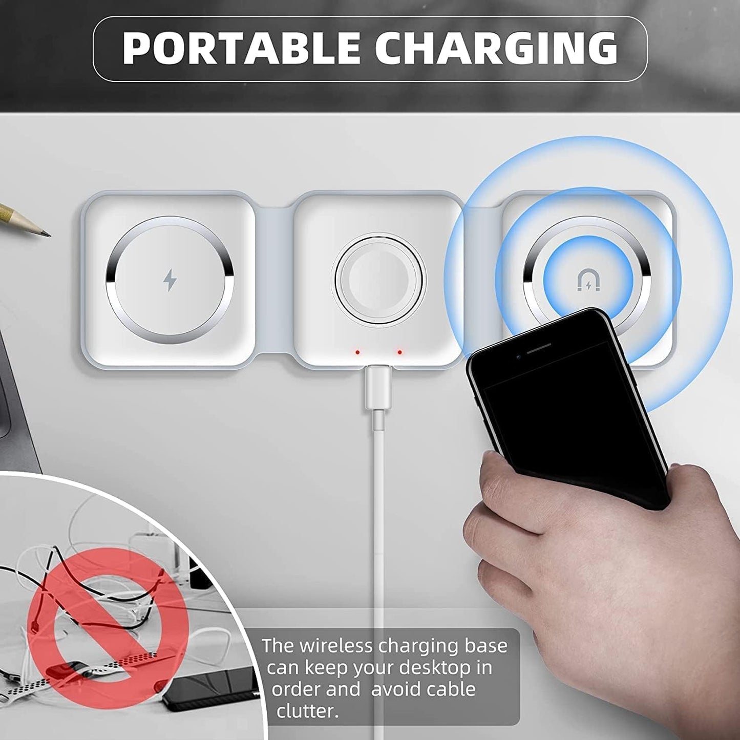 MagSafe 3 in 1 Foldable Wireless Charger 15W Charging Station | USA Lot Imported