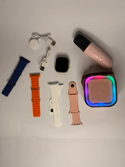 Crown K12 ( Watch Ultra + 4 Straps + BT Speaker + Wireless Microphone )