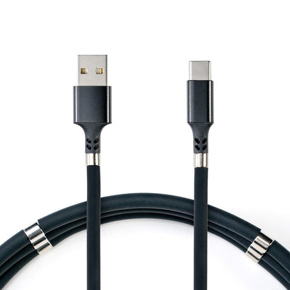 Original Loops 1.8M USB Retractable Charging Cable – Quick Roll-Up Magnetic Fast Charging Cable (Black)