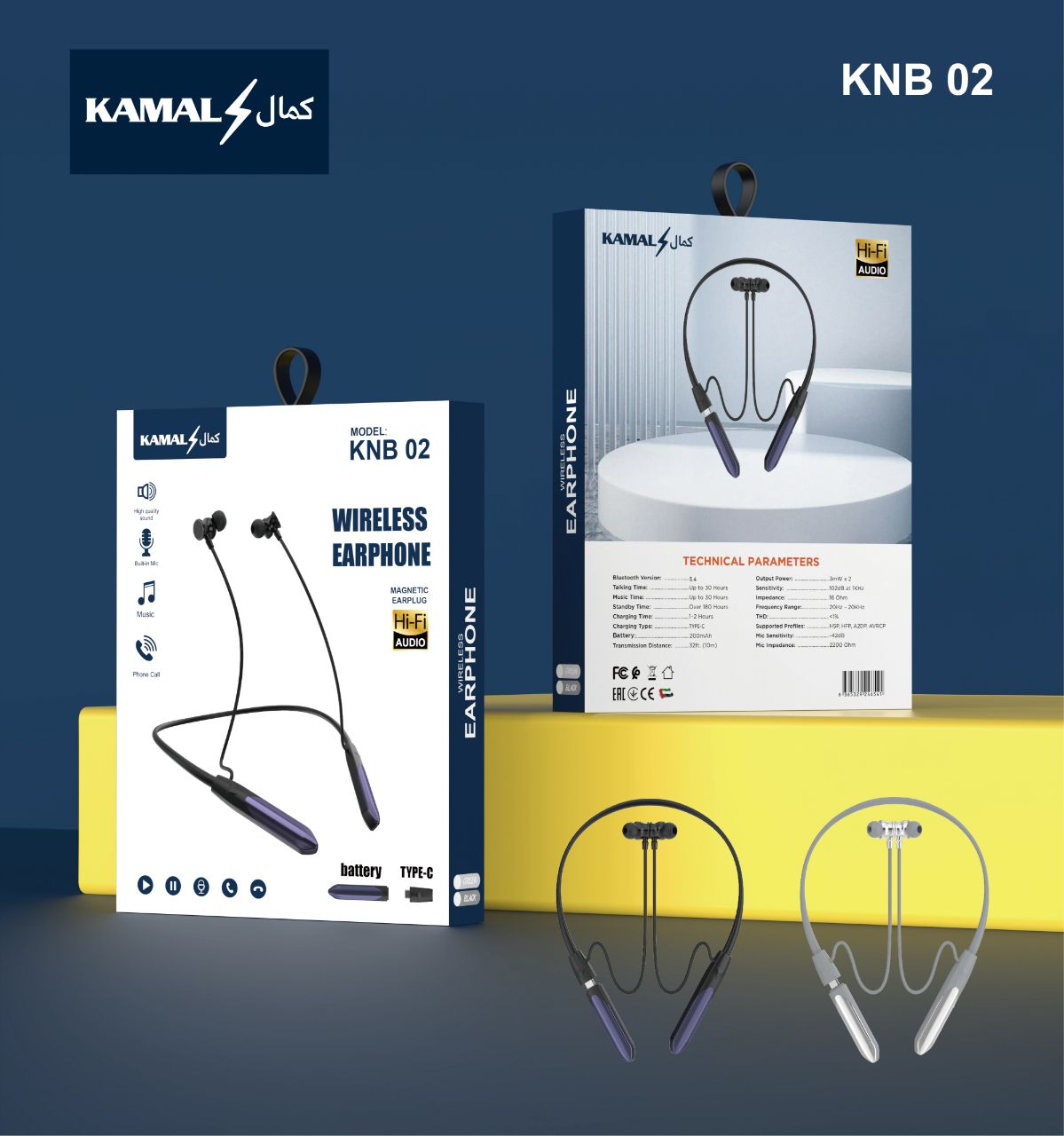 KNB 02 Pro+ Dubai-Imported Wireless Sports Neckband – 60H Playtime, Extra Battery, HD Stereo Sound – Compatible with Android/iOS