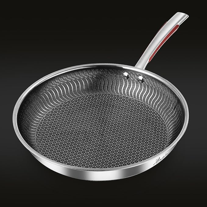 Honeycomb lesser coating flat Fry Pan with lid