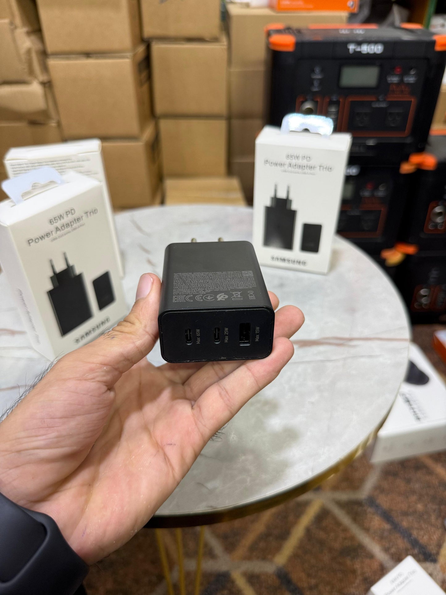 Samsung Premium 65W Power Adapter Trio | Super Fast Charging 3-Port Charger (2x USB-C + 1x USB-A) – All-in-One Charging Solution