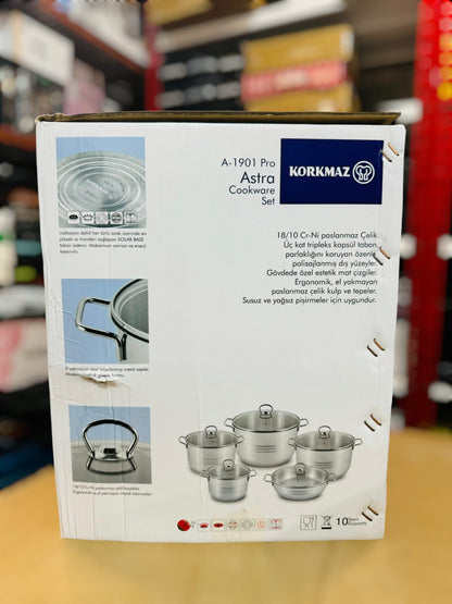 Korkmaz Turkey Astra A-1901 Cookware Set Cr-Ni
