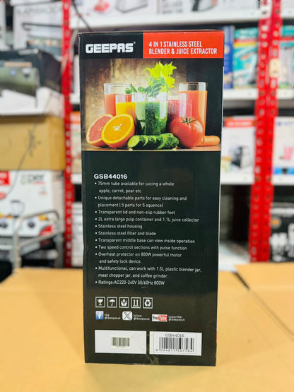 GEEPAS 800W 4 in 1 Blender & Juicer Extractor GSB 44016