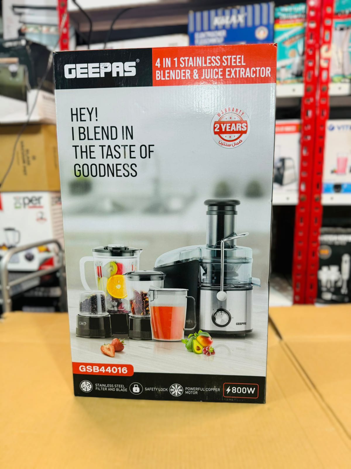 GEEPAS 800W 4 in 1 Blender & Juicer Extractor GSB 44016