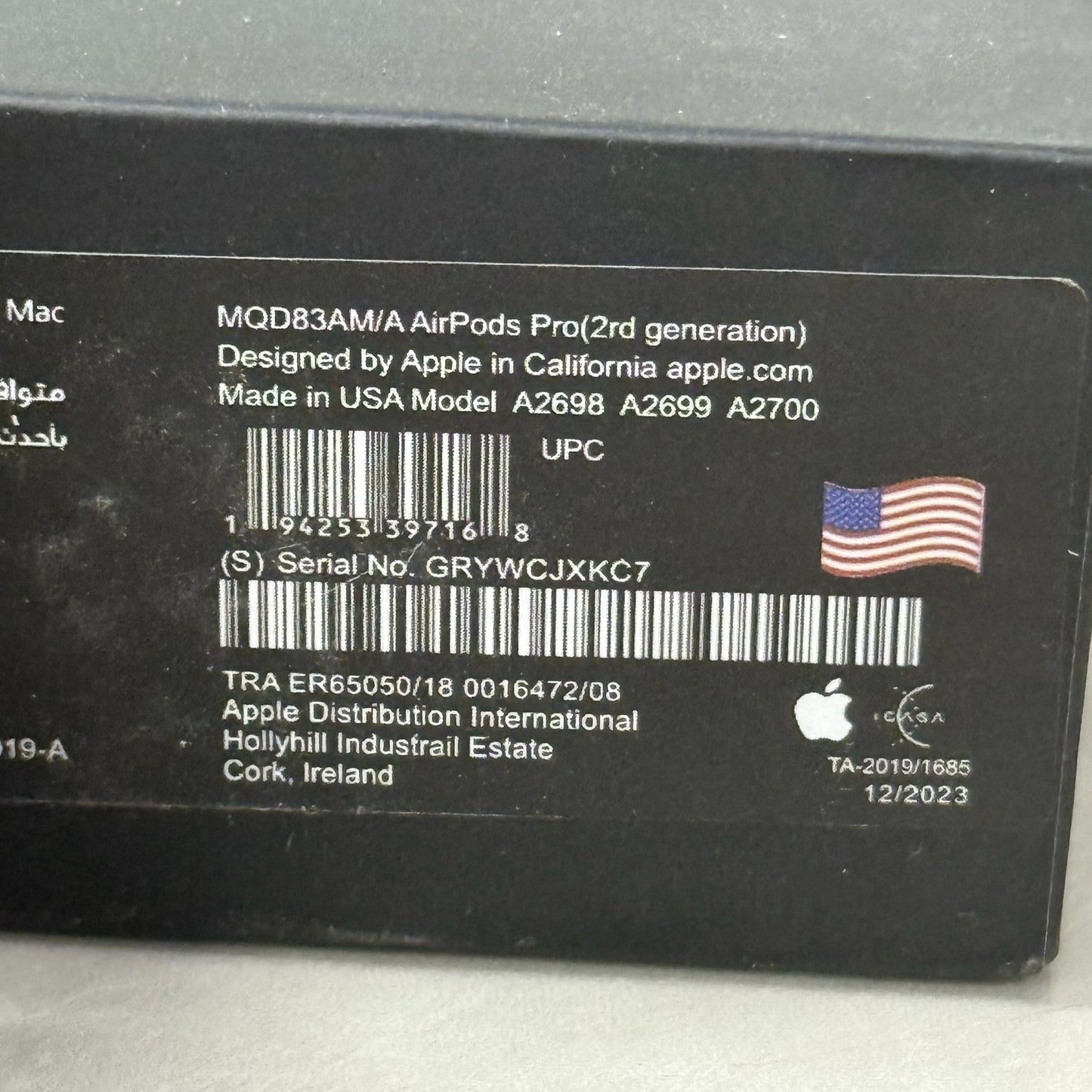 Made in USA AirPods Pro 2nd Gen (Black) – Latest Generation with MagSafe Charging Case (USB-C), Active Noise Cancelling & Spatial Audio