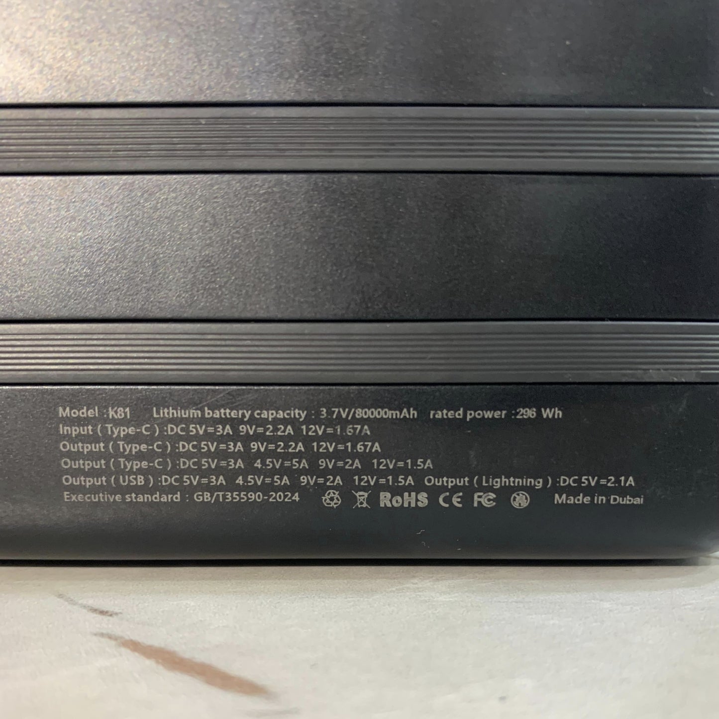 Heavy Duty 180W Powerbank 80000mAh Made in Dubai Lot Imported Ultra-Fast Charging High-Capacity Backup