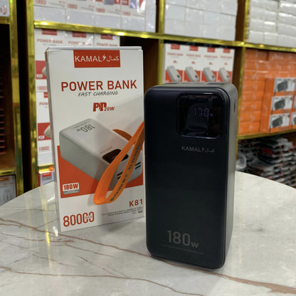 Heavy Duty 180W Powerbank 80000mAh Made in Dubai Lot Imported Ultra-Fast Charging High-Capacity Backup