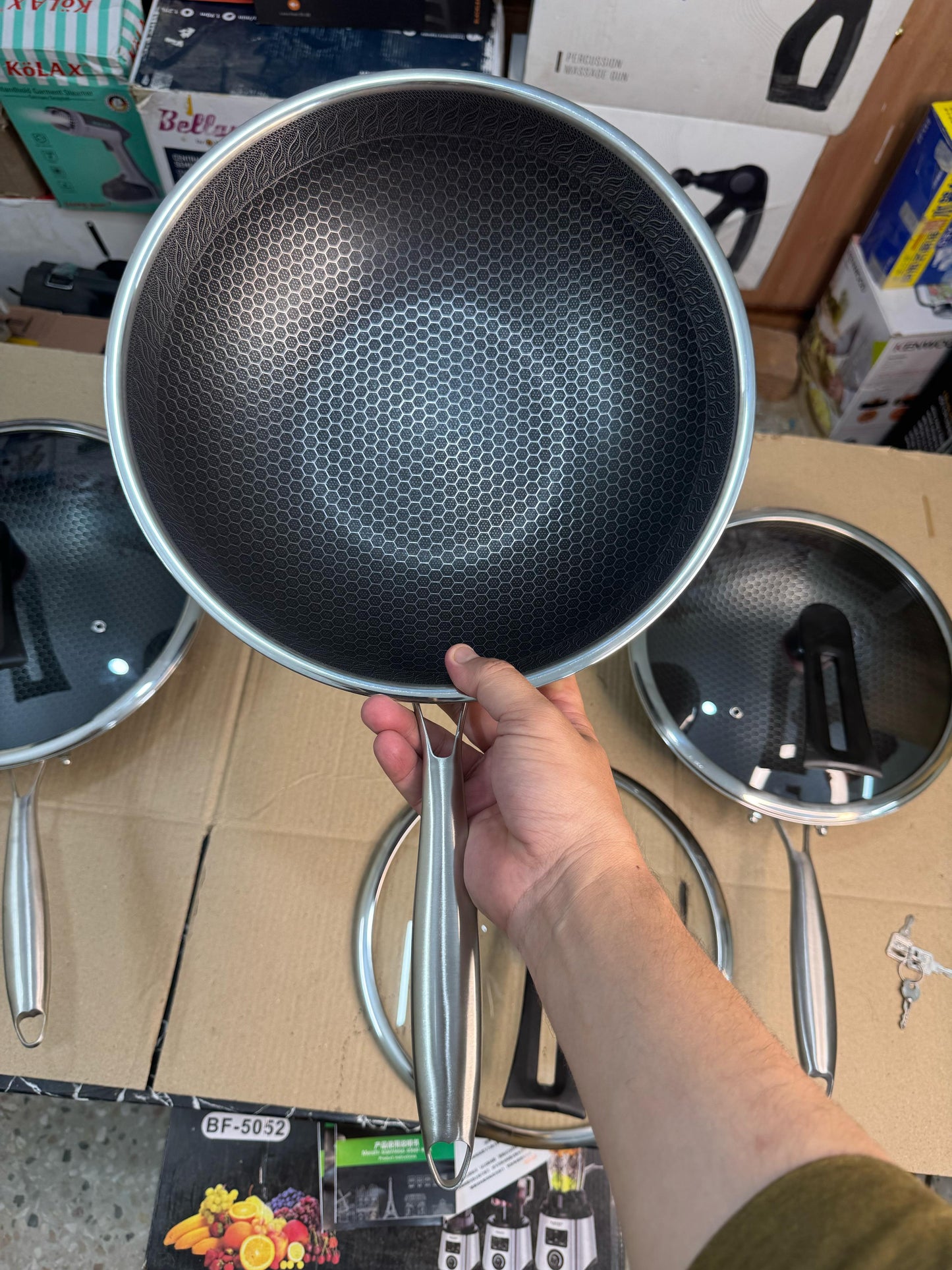 Germany handi craft honeycomb deep fry pan