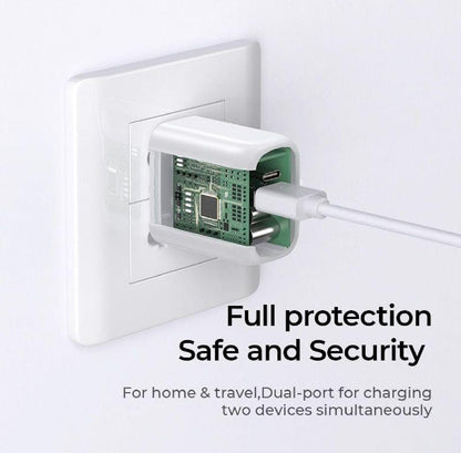 Original JOYROOM 20 Watt Smart Dual Port USB and C PD+QC3.0 Travel Charger