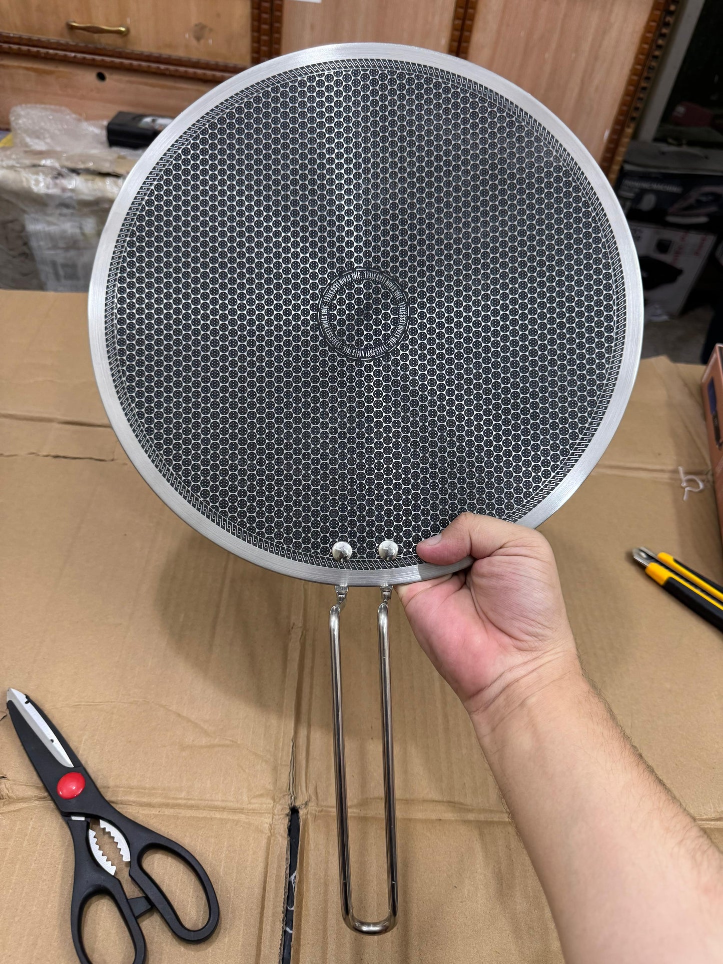 Lot imported 34 cm honeycomb lesser coating steel single handle tawa