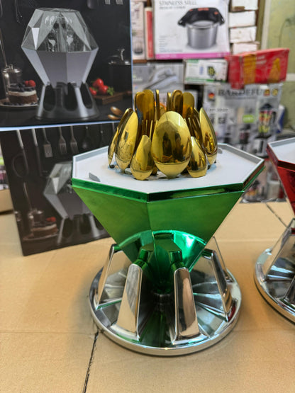 Diamond cutlery golden 24 pcs set