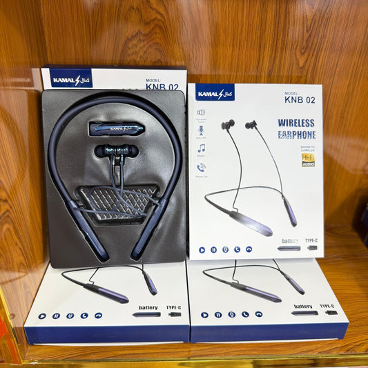KNB 02 Pro+ Dubai-Imported Wireless Sports Neckband – 60H Playtime, Extra Battery, HD Stereo Sound – Compatible with Android/iOS