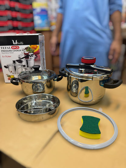 Tefal 3 in 1 pressure cooker set 7+5 L