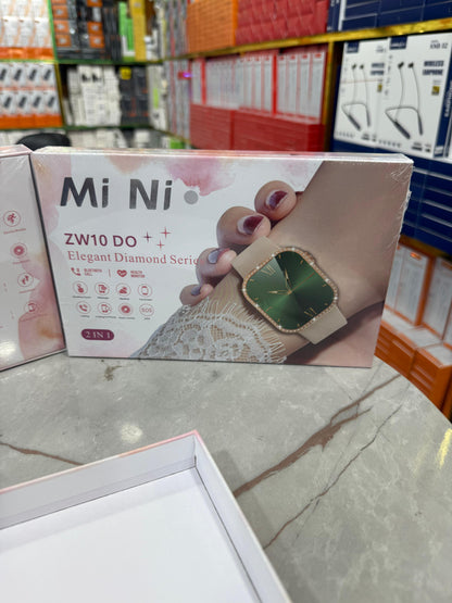 Mi Ni ZW10 Diamond Smartwatch + Luxury Analog Watch for Women – Combo Gift Set, Fitness Tracker, Stylish & Elegant Design
