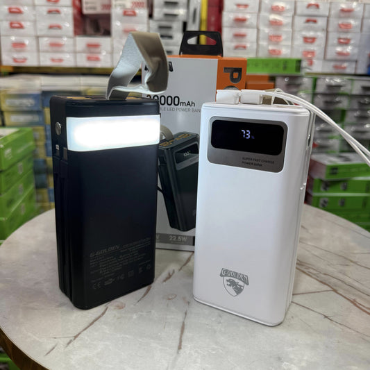 Elite 30,000mAh Waterproof Power Bank – 22.5W Ultra Fast Charge | Built-in Cables, Dual USB, Smart LCD & Tactical Flashlight