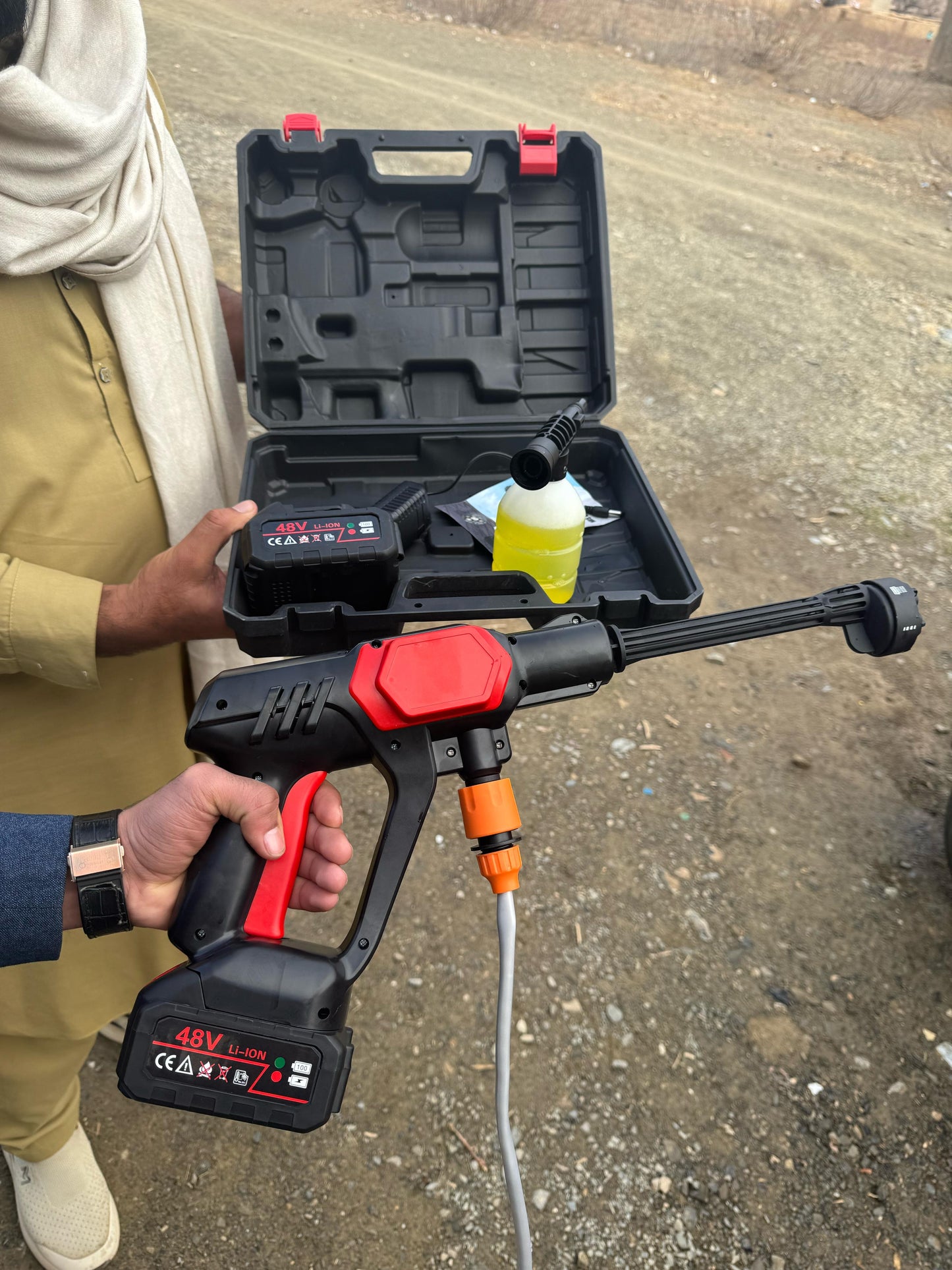 Solar & car washer 48v double battery