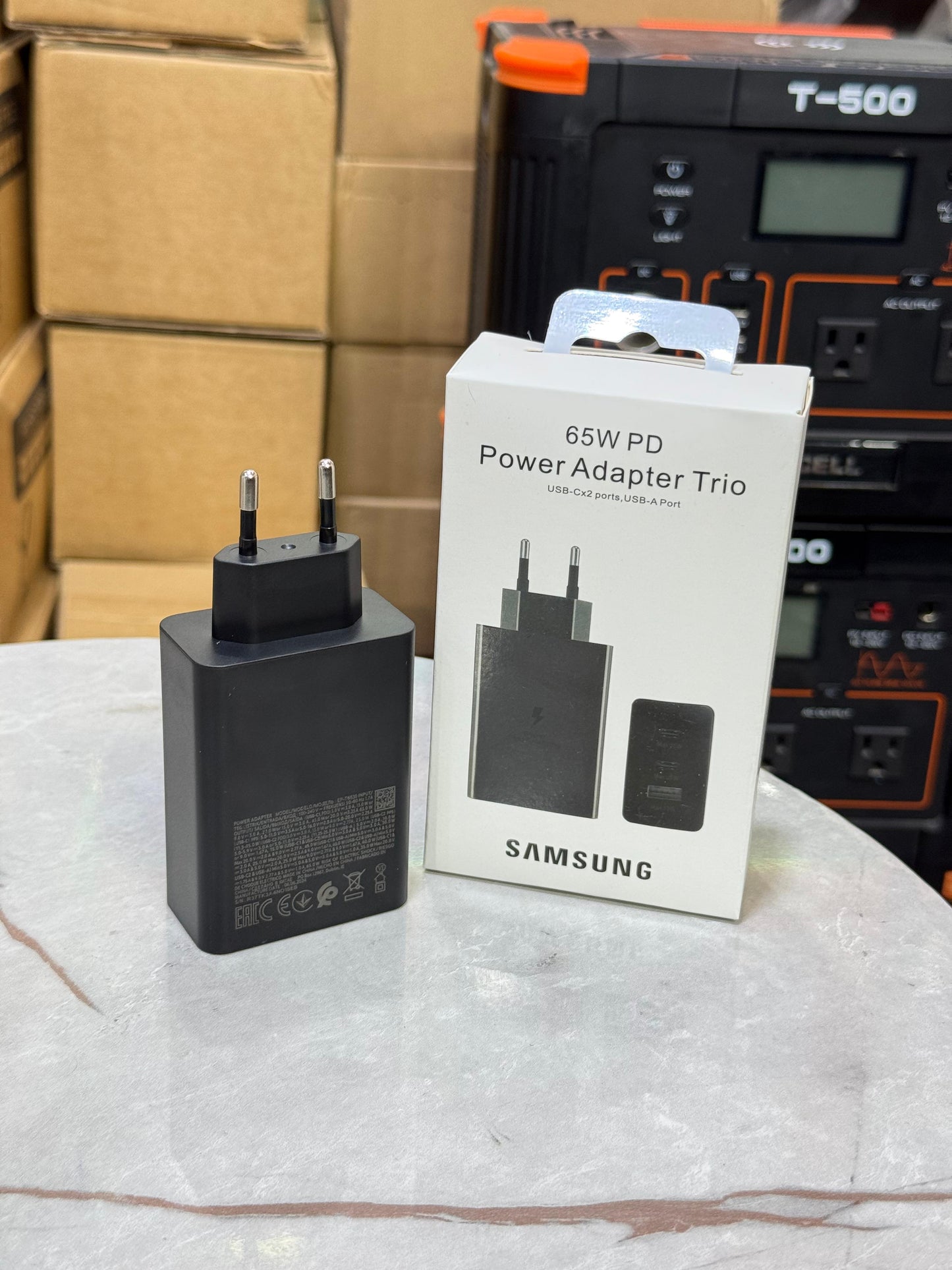 Samsung Premium 65W Power Adapter Trio | Super Fast Charging 3-Port Charger (2x USB-C + 1x USB-A) – All-in-One Charging Solution